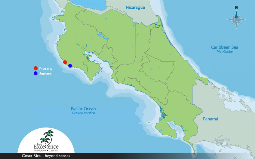 Map Nosara & Samara Costa Rica