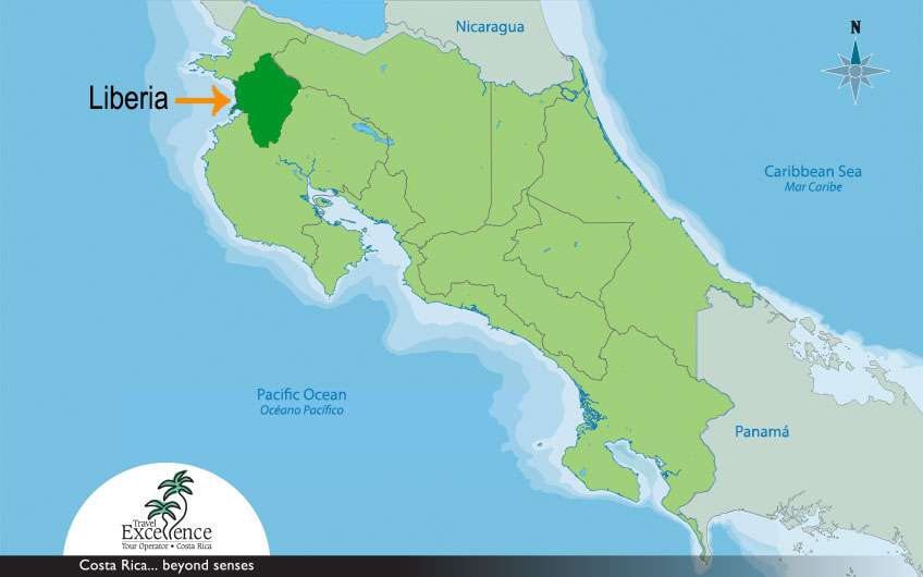 La ciudad de Liberia constituye una parte importante del mapa de Guanacaste, y es considerada la capital de la Provincia.