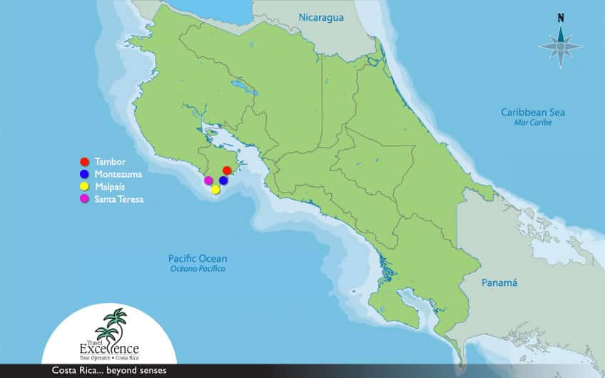 Map Nicoya Peninsula Costa Rica